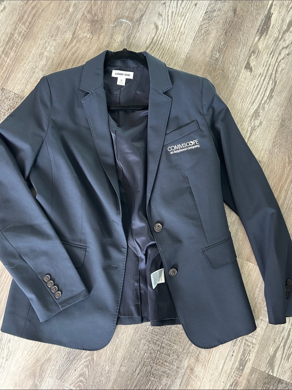 Lands' End Women's Dark Navy Sport Coat with Company logo Embroidery